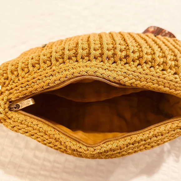 Crossbody Handmade Crochet Woven Khaki Bag NWOT - Picture 12 of 16